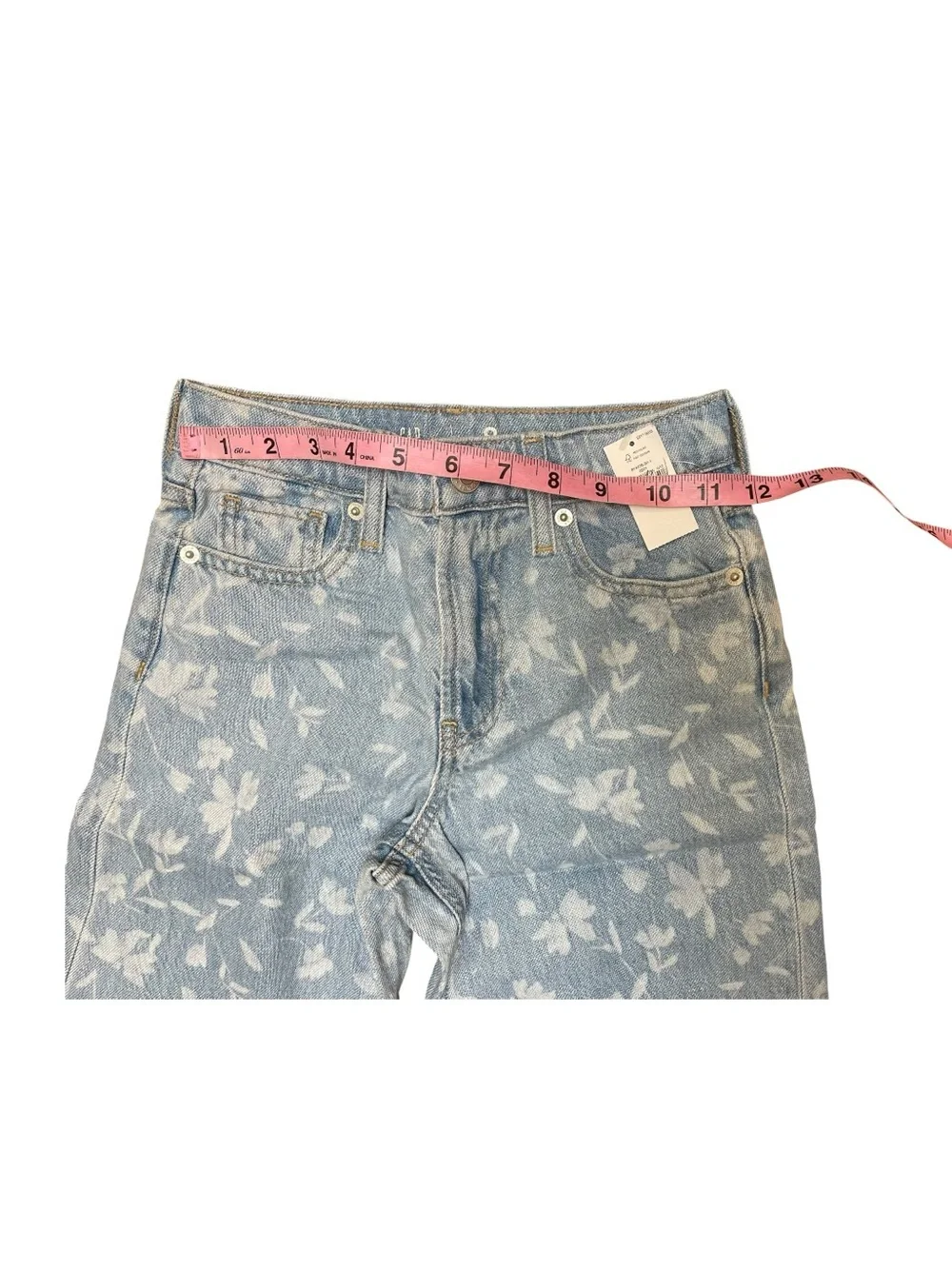 Gap Kids Low Stride Jeans Size 8 Slim Floral Print Wide Leg Denim NWT